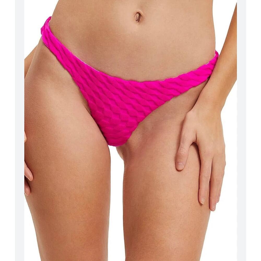☀️Good American Low Rise Fuzzy Texture Swim Bikini Bottom Hawaiian Pink X-1 NWT
